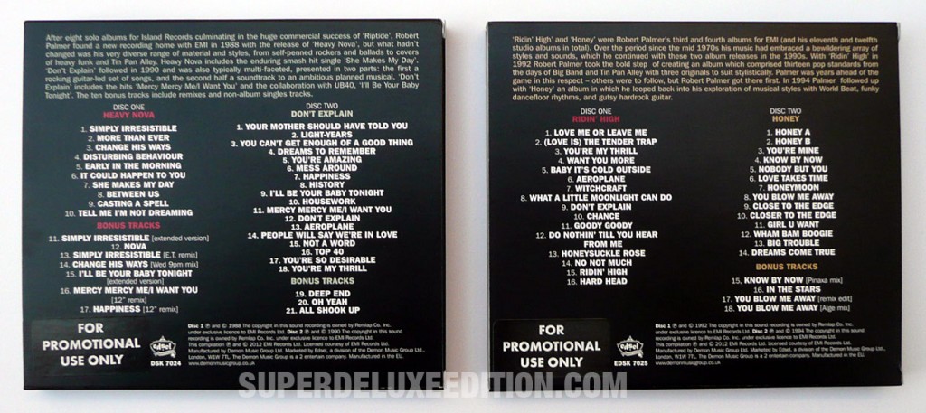 Robert Palmer / Heavy Nova / Don't Explain / Ridin' High / Honey reissues